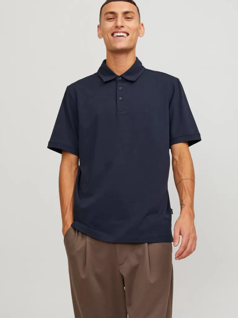 JACK & JONES Koszulki^Gładki Polo T-shirt Niebieski