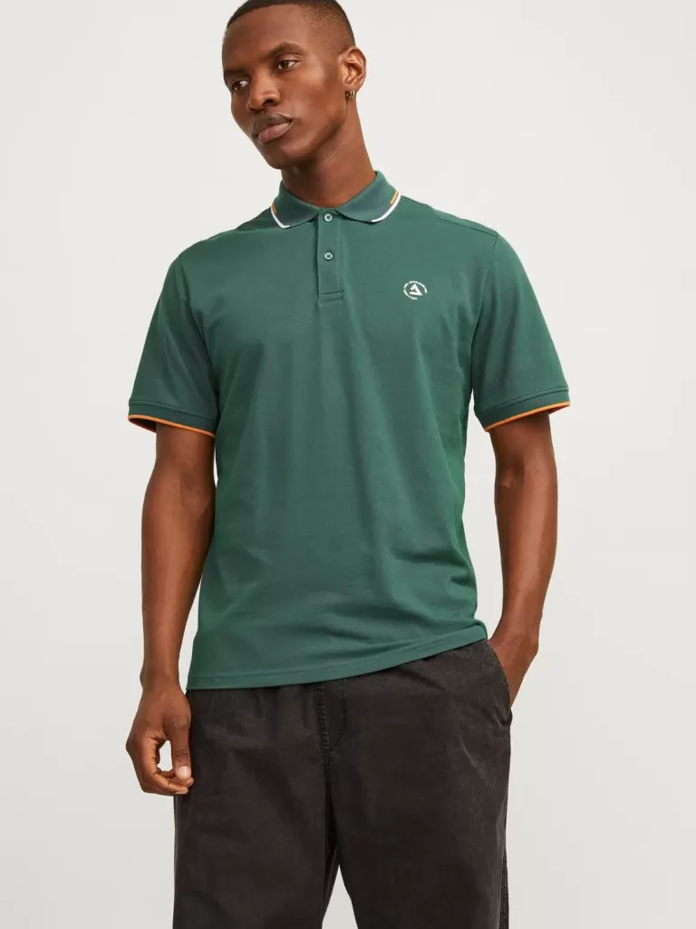 JACK & JONES Koszulki^Gładki Polo T-shirt Zielony