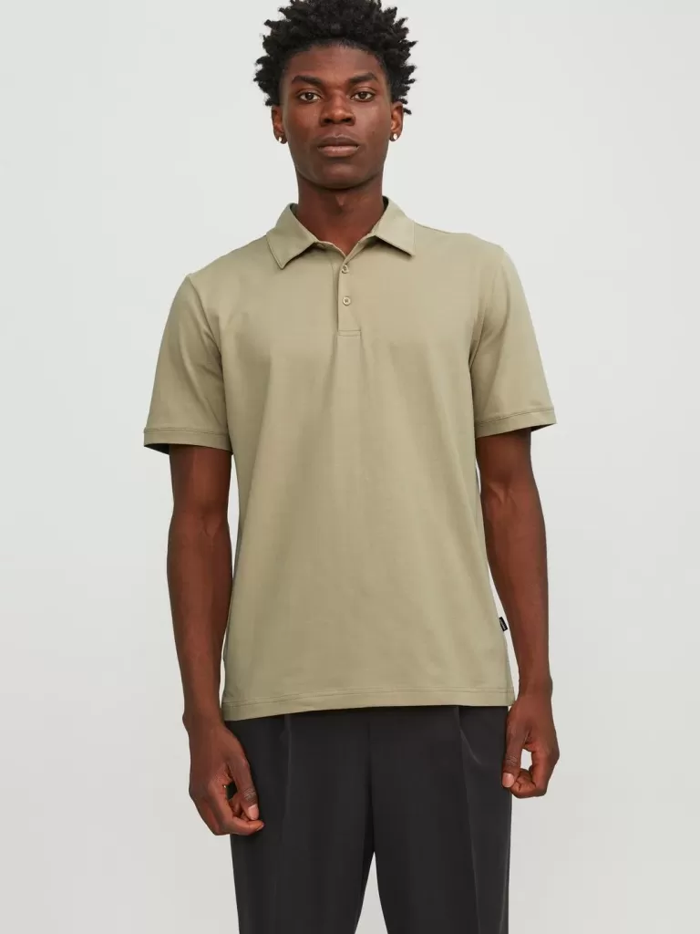 JACK & JONES Koszulki^Gładki Polo T-shirt Zielony