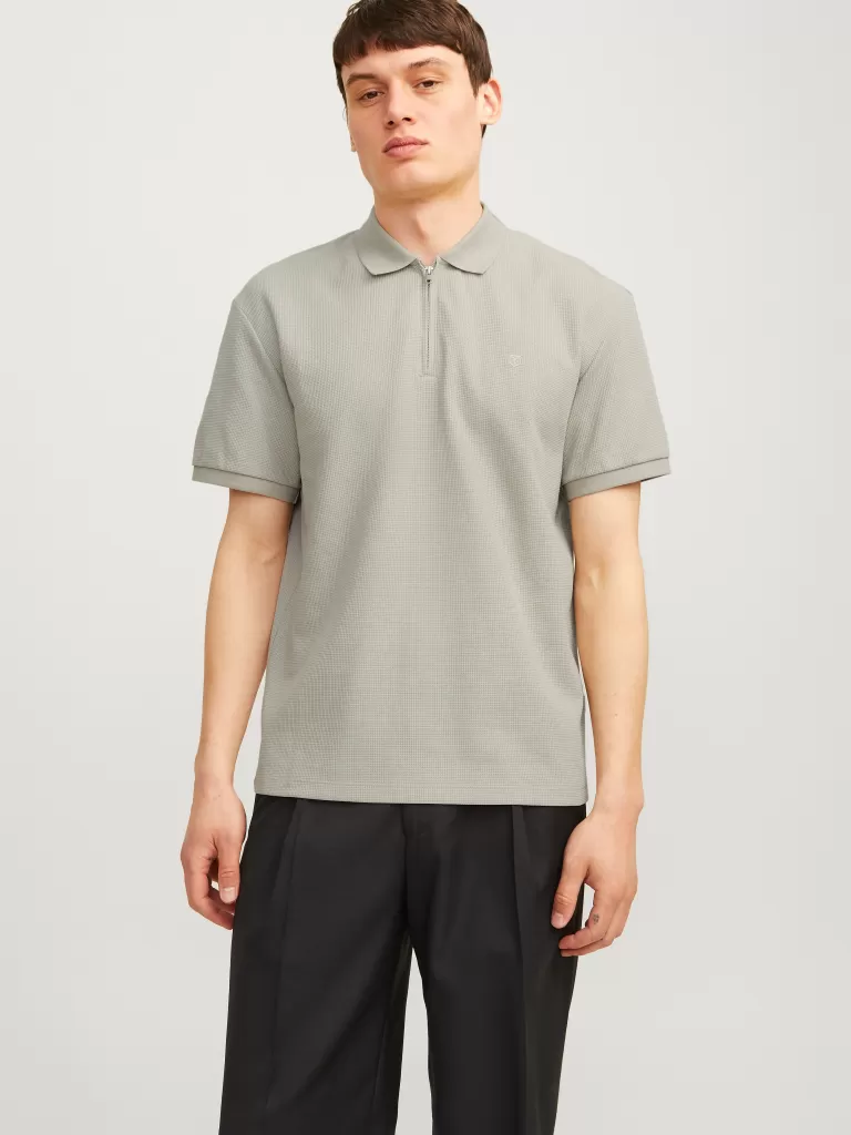 JACK & JONES Koszulki^Gładki Polo T-shirt Szary