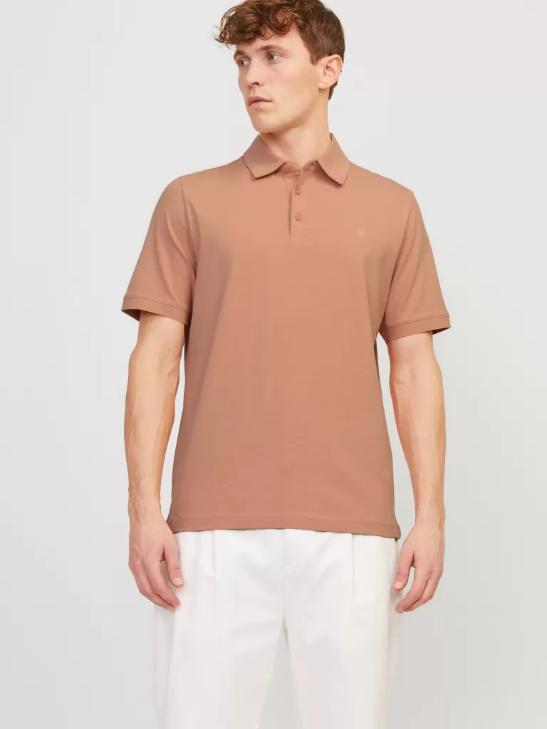 JACK & JONES Koszulki^Gładki Polo T-shirt Pomarańczowy