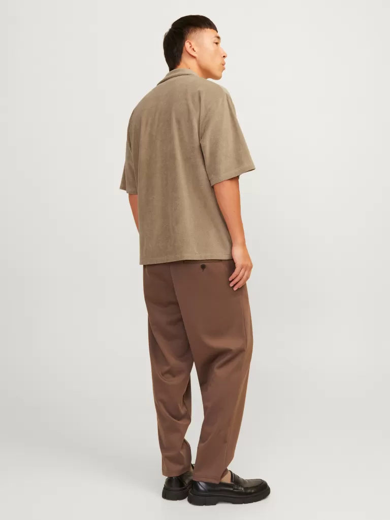 JACK & JONES Koszulki^Gładki Polo T-shirt Brązowy