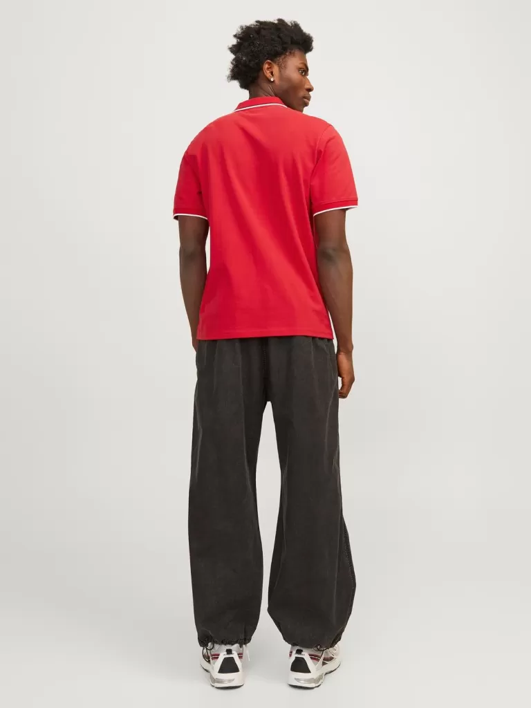 JACK & JONES Koszulki^Gładki Polo T-shirt Czerwony
