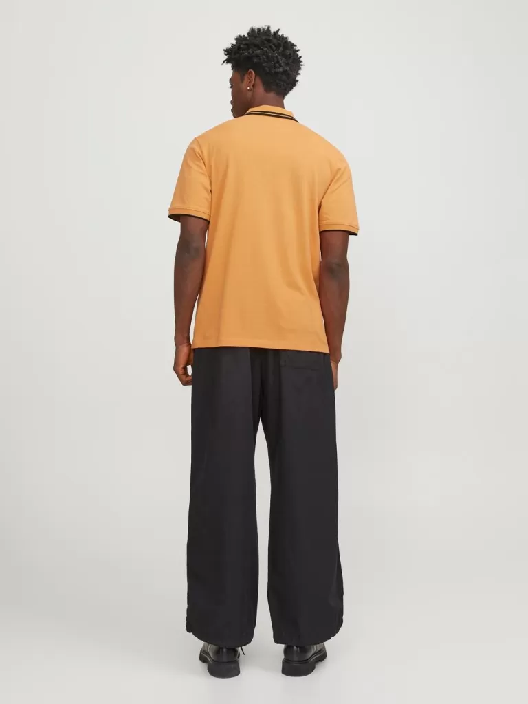 JACK & JONES Koszulki^Gładki Polo T-shirt Pomarańczowy