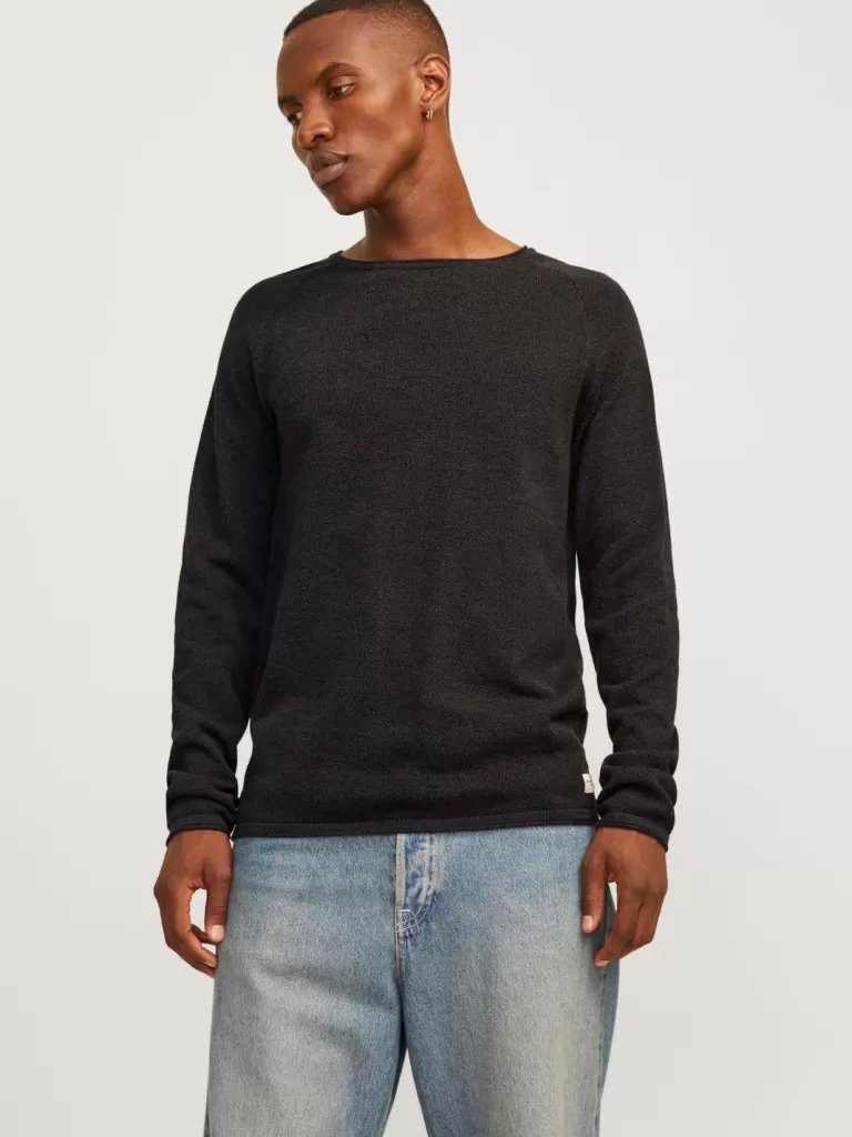 JACK & JONES Swetry^Gładki Sweter wkładany przez głowę Brązowy