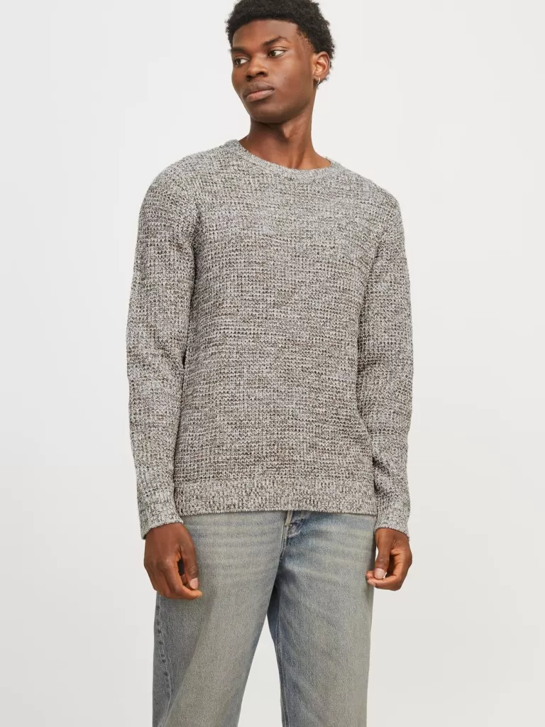 JACK & JONES Swetry^Gładki Sweter wkładany przez głowę Brązowy