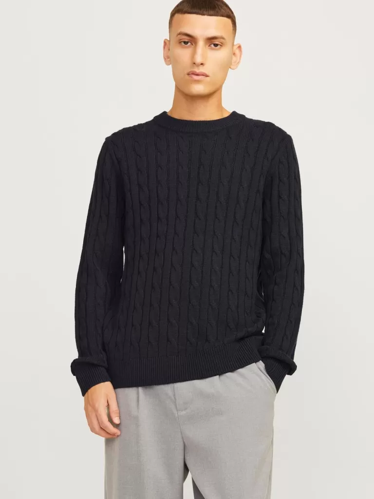 JACK & JONES Swetry^Gładki Sweter wkładany przez głowę Niebieski