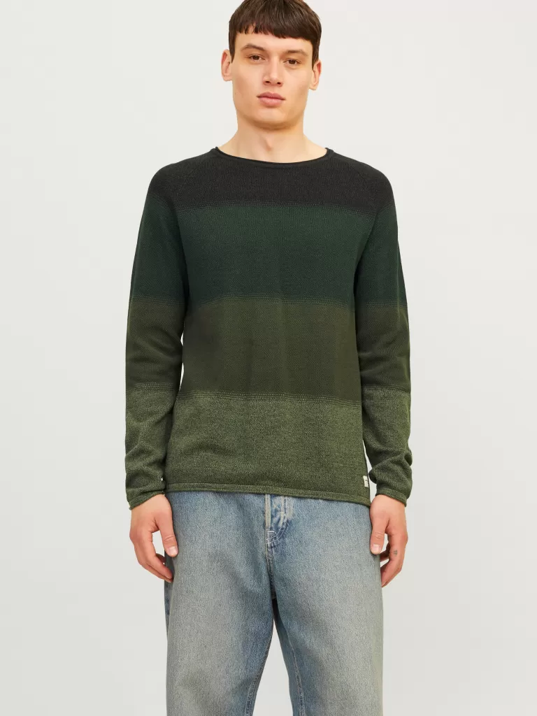JACK & JONES Swetry^Gładki Sweter wkładany przez głowę Zielony