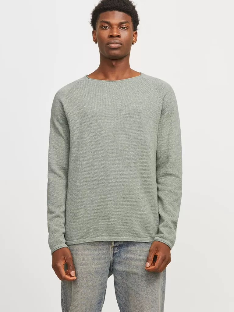 JACK & JONES Swetry^Gładki Sweter wkładany przez głowę Zielony