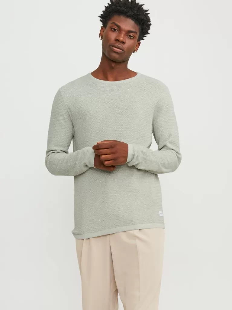 JACK & JONES Swetry^Gładki Sweter wkładany przez głowę Zielony