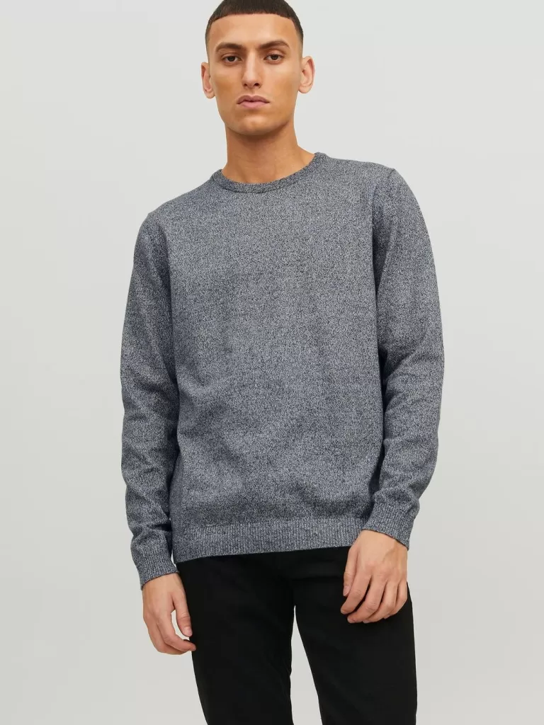 JACK & JONES Swetry^Gładki Sweter wkładany przez głowę Szary