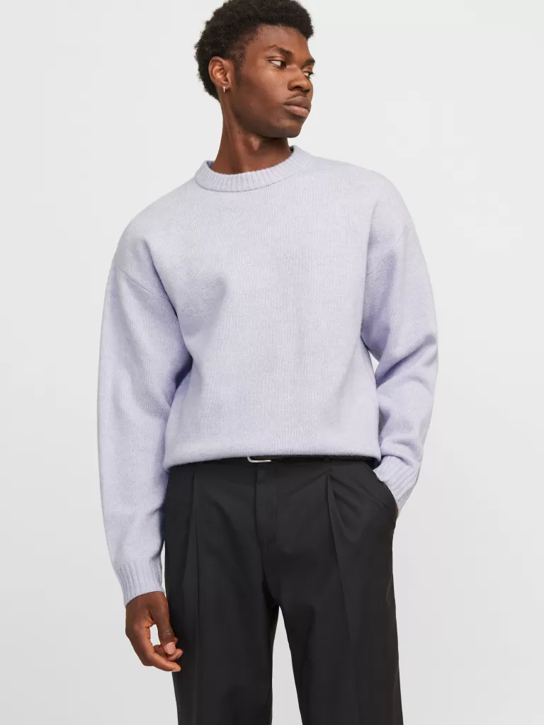 JACK & JONES Swetry^Gładki Sweter wkładany przez głowę Fioletowy