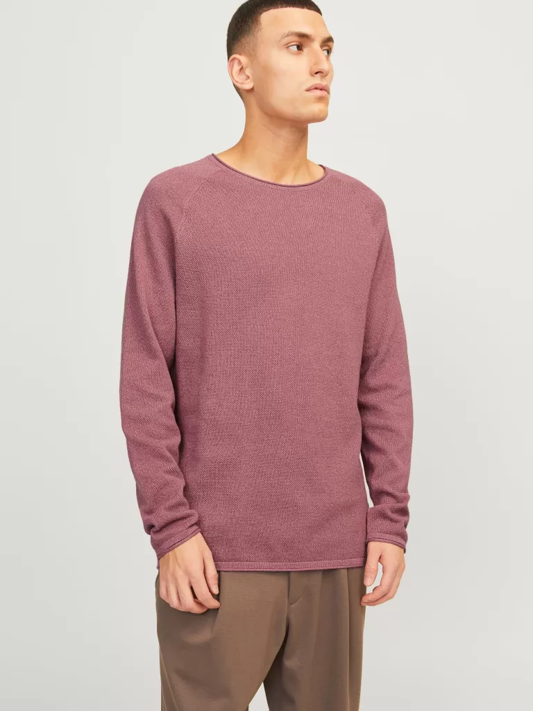 JACK & JONES Swetry^Gładki Sweter wkładany przez głowę Róży