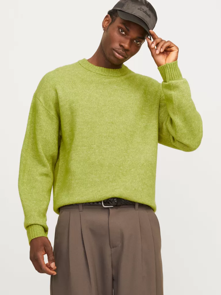 JACK & JONES Swetry^Gładki Sweter wkładany przez głowę Zielony