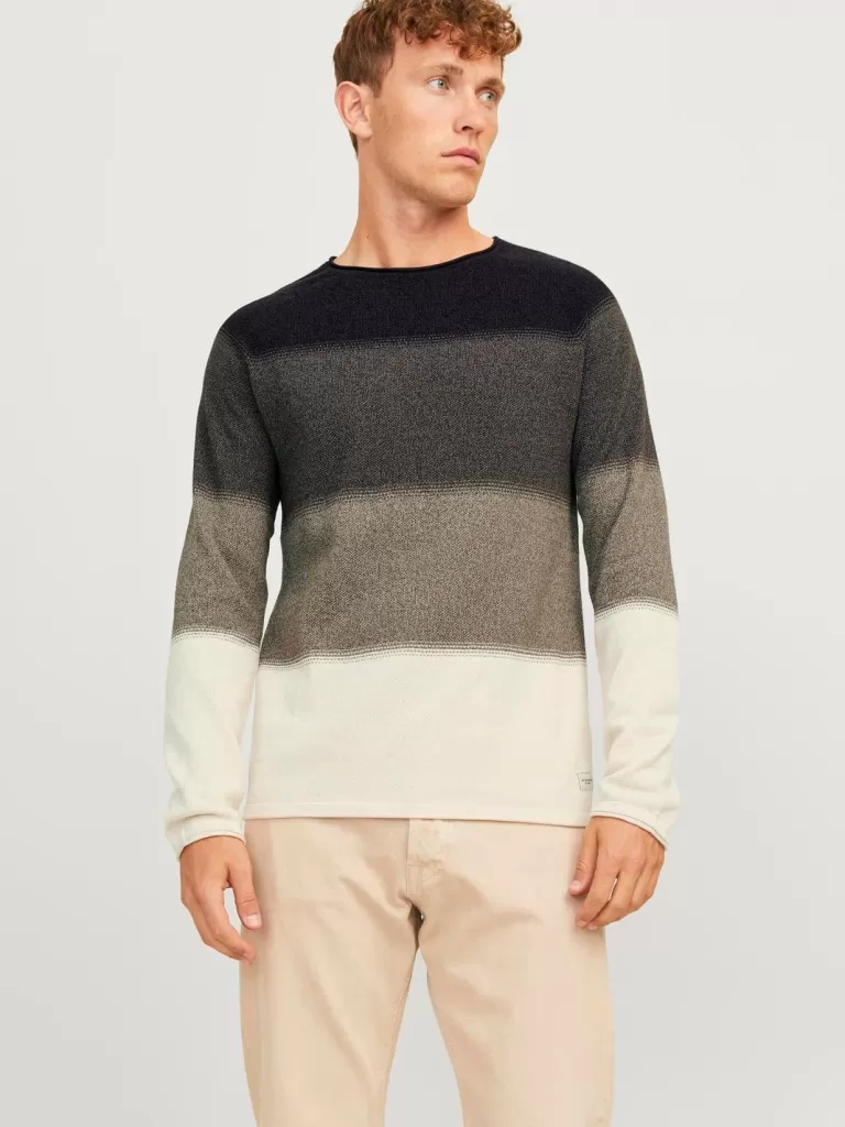 JACK & JONES Swetry^Gładki Sweter wkładany przez głowę Czarny