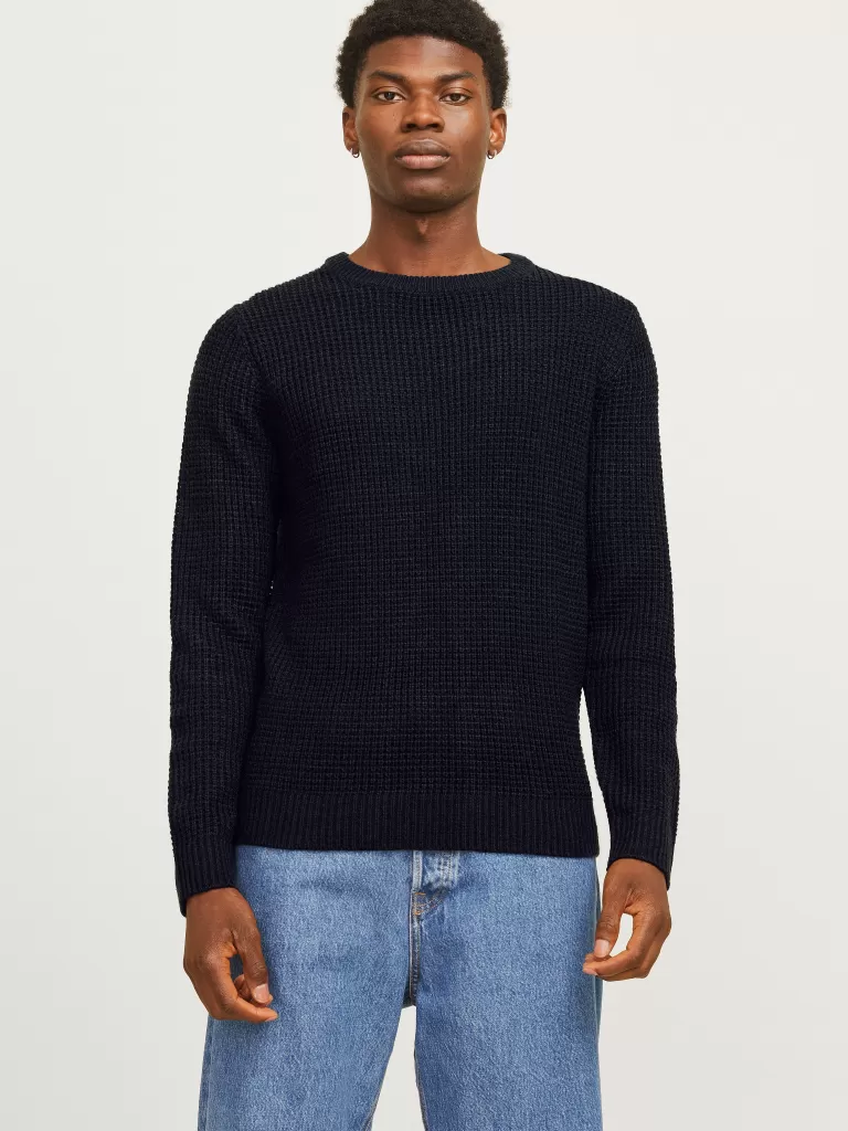 JACK & JONES Swetry^Gładki Sweter wkładany przez głowę Niebieski