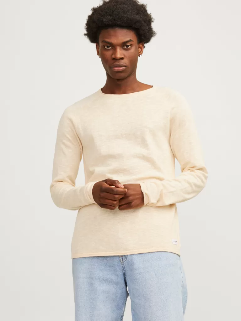 JACK & JONES Swetry^Gładki Sweter wkładany przez głowę Pomarańczowy