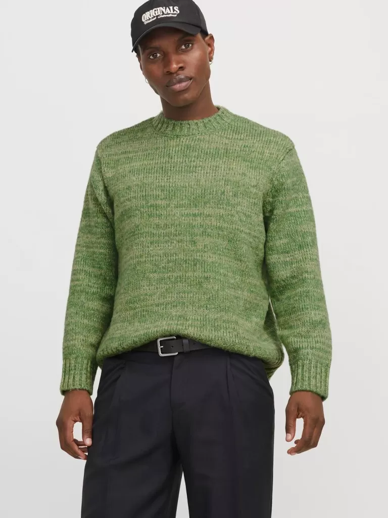 JACK & JONES Swetry^Gładki Sweter wkładany przez głowę Zielony