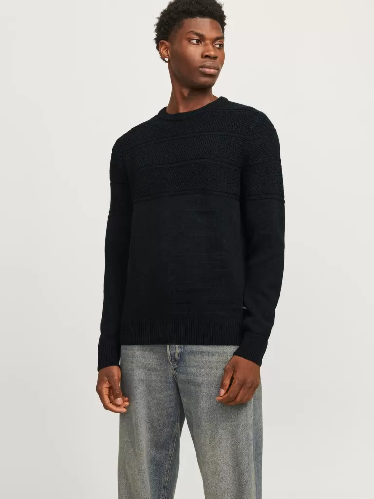 JACK & JONES Swetry^Gładki Sweter wkładany przez głowę Niebieski