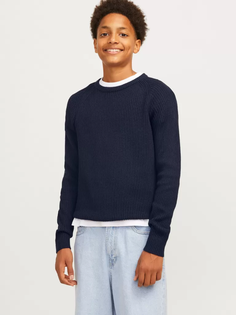 JACK & JONES Swetry^Gładki Sweter wkładany przez głowę Niebieski