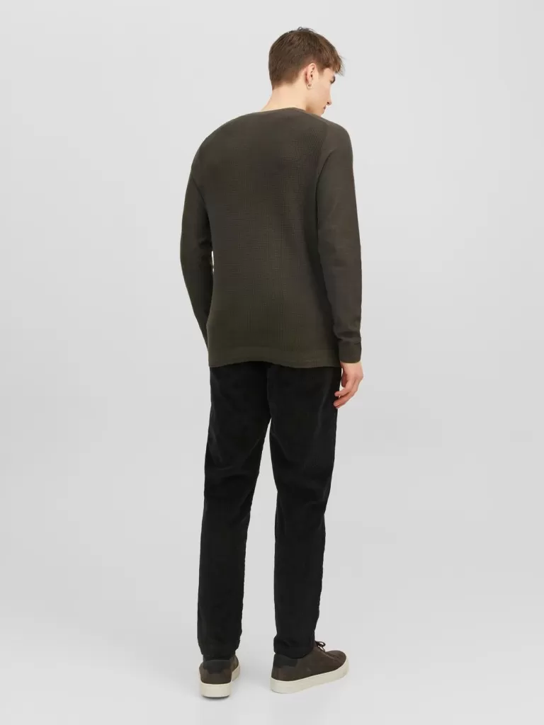 JACK & JONES Swetry^Gładki Sweter wkładany przez głowę Brązowy