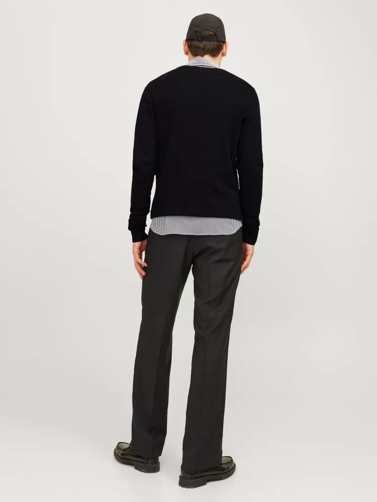 JACK & JONES Swetry^Gładki Sweter wkładany przez głowę Czarny