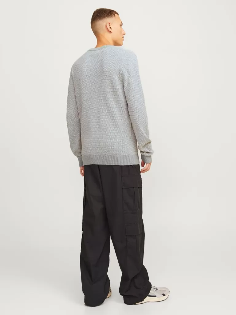 JACK & JONES Swetry^Gładki Sweter wkładany przez głowę Szary