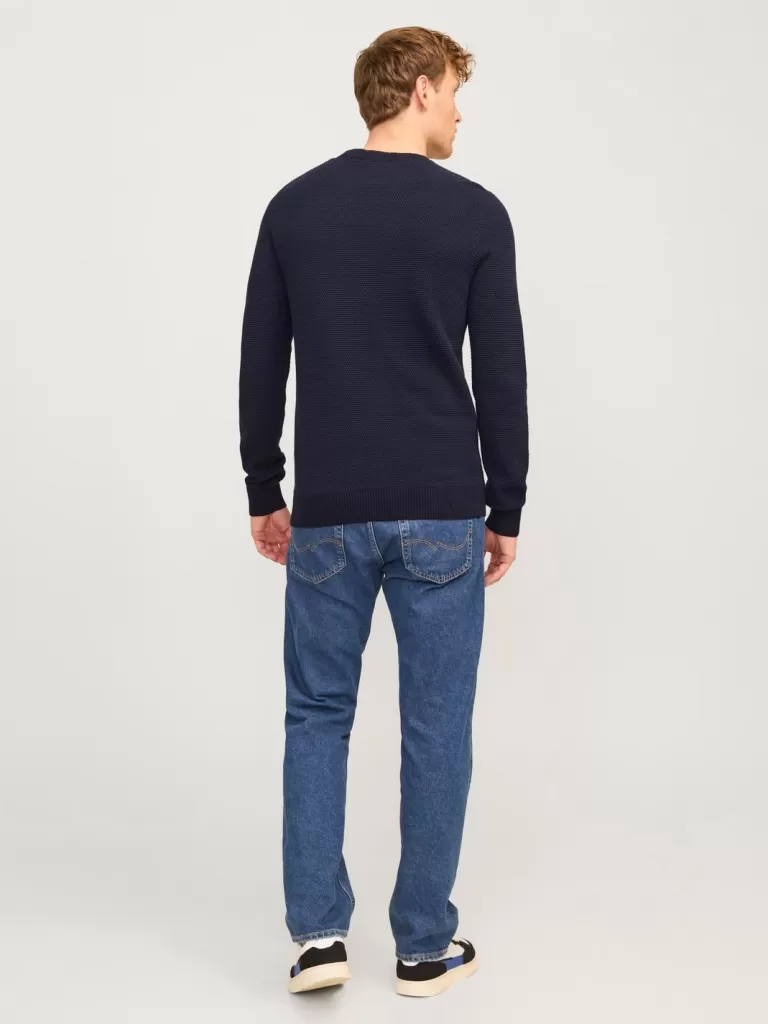 JACK & JONES Swetry^Gładki Sweter wkładany przez głowę Niebieski