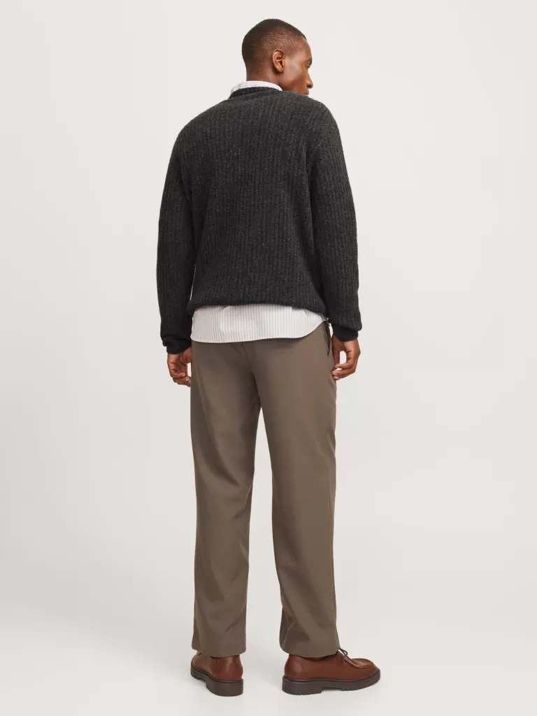 JACK & JONES Swetry^Gładki Sweter wkładany przez głowę Szary