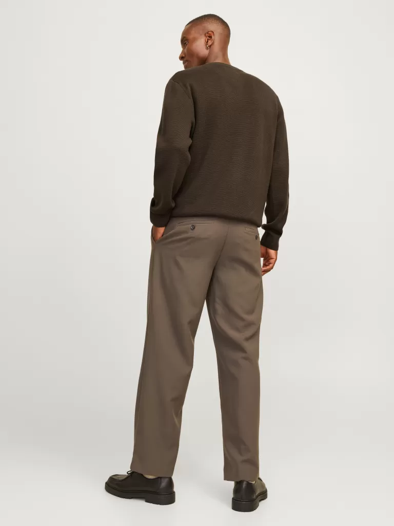 JACK & JONES Swetry^Gładki Sweter wkładany przez głowę Brązowy