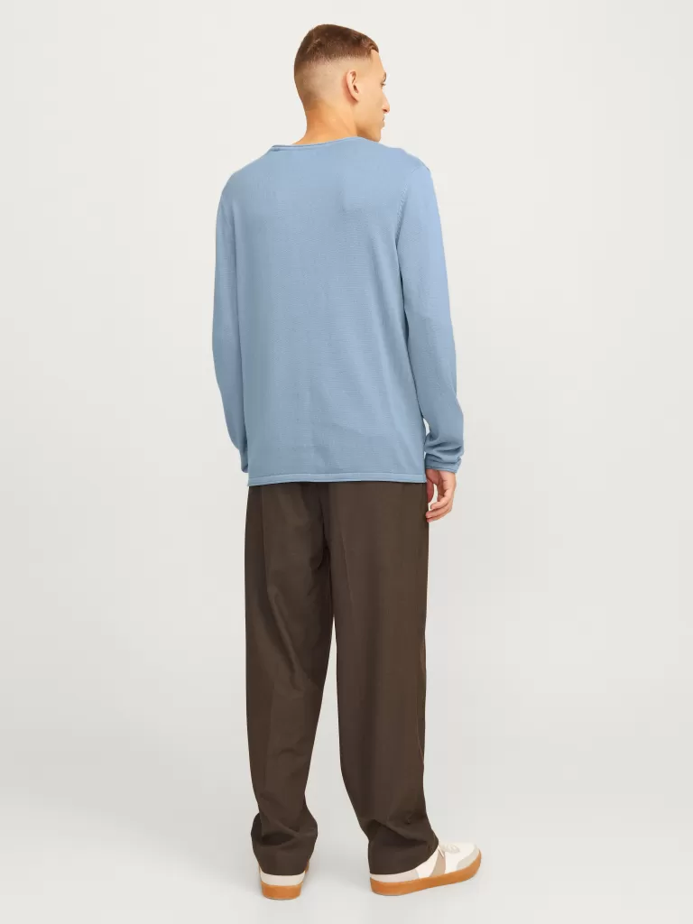 JACK & JONES Swetry^Gładki Sweter wkładany przez głowę Niebieski