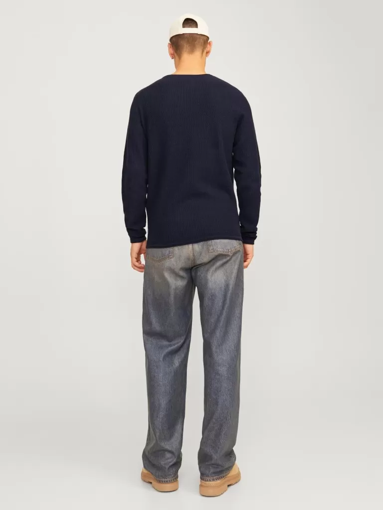 JACK & JONES Swetry^Gładki Sweter wkładany przez głowę Niebieski
