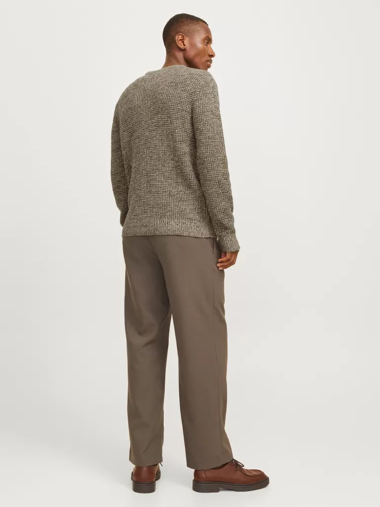 JACK & JONES Swetry^Gładki Sweter wkładany przez głowę Beżowy