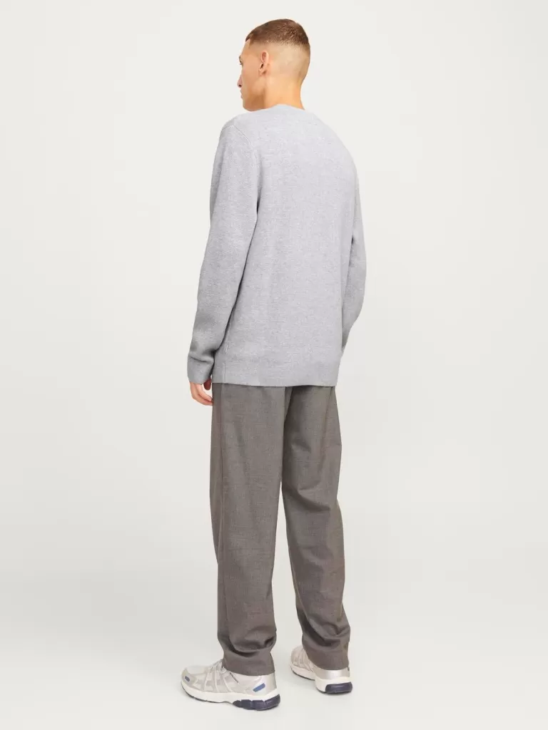 JACK & JONES Swetry^Gładki Sweter wkładany przez głowę Szary
