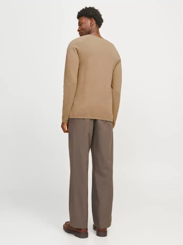JACK & JONES Swetry^Gładki Sweter wkładany przez głowę Beżowy