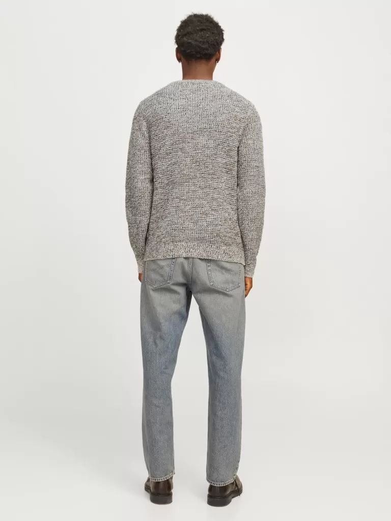 JACK & JONES Swetry^Gładki Sweter wkładany przez głowę Brązowy