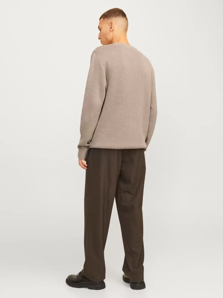 JACK & JONES Swetry^Gładki Sweter wkładany przez głowę Beżowy