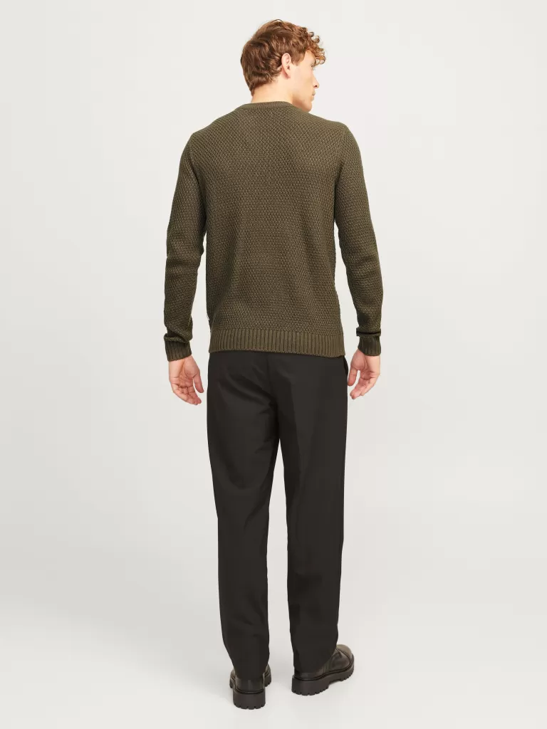 JACK & JONES Swetry^Gładki Sweter wkładany przez głowę Zielony