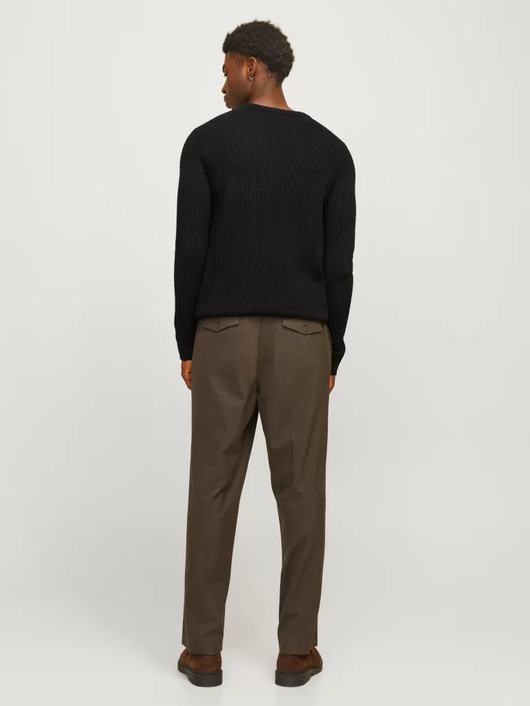 JACK & JONES Swetry^Gładki Sweter wkładany przez głowę Czarny