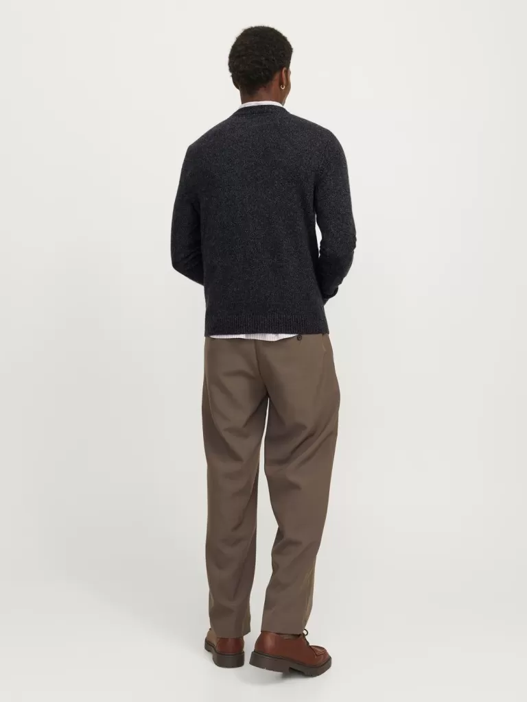 JACK & JONES Swetry^Gładki Sweter wkładany przez głowę Czarny