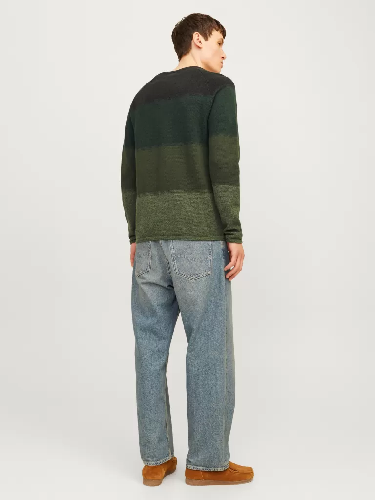 JACK & JONES Swetry^Gładki Sweter wkładany przez głowę Zielony