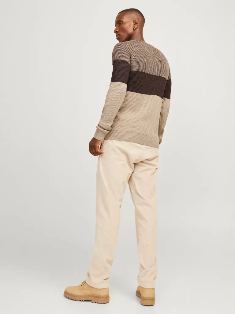 JACK & JONES Swetry^Gładki Sweter wkładany przez głowę Beżowy
