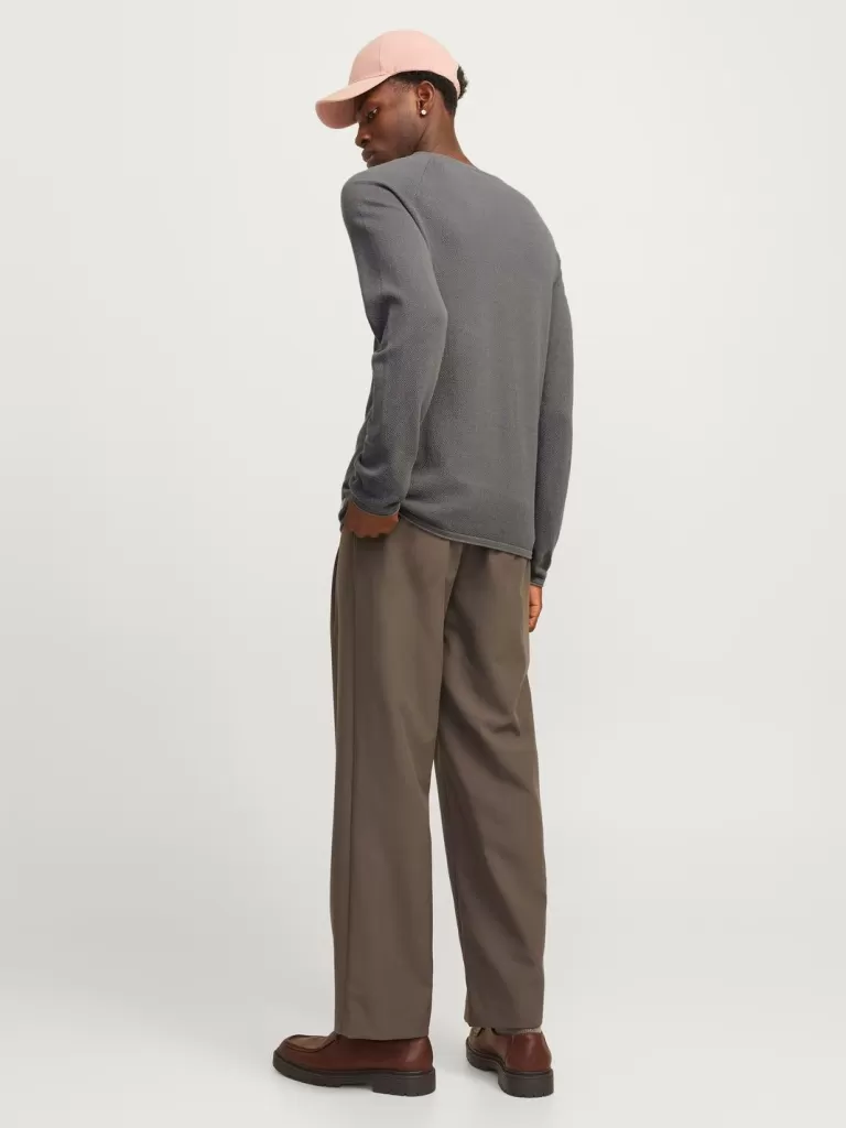 JACK & JONES Swetry^Gładki Sweter wkładany przez głowę Szary