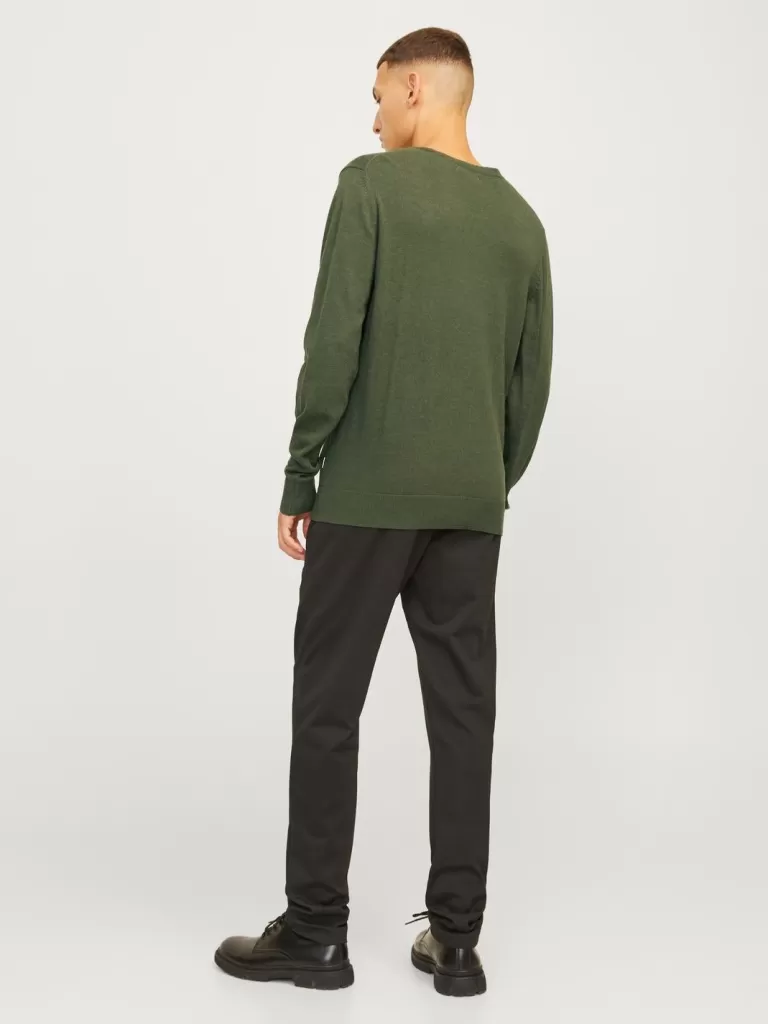 JACK & JONES Swetry^Gładki Sweter wkładany przez głowę Zielony