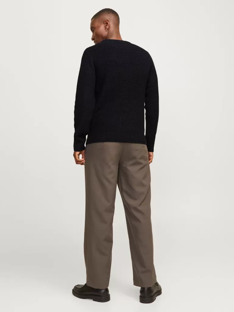 JACK & JONES Swetry^Gładki Sweter wkładany przez głowę Czarny
