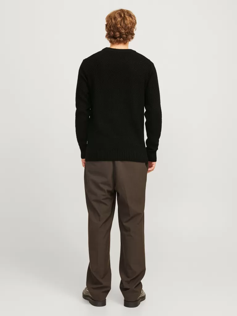 JACK & JONES Swetry^Gładki Sweter wkładany przez głowę Czarny
