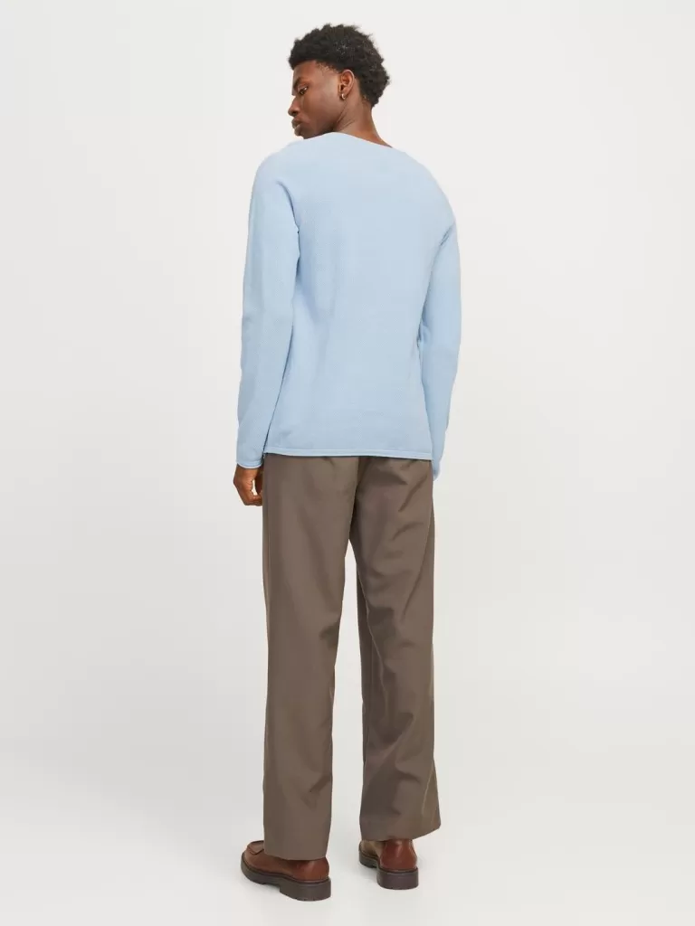 JACK & JONES Swetry^Gładki Sweter wkładany przez głowę Niebieski