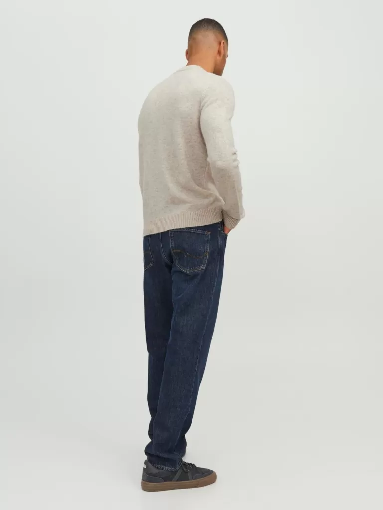 JACK & JONES Swetry^Gładki Sweter wkładany przez głowę Beżowy