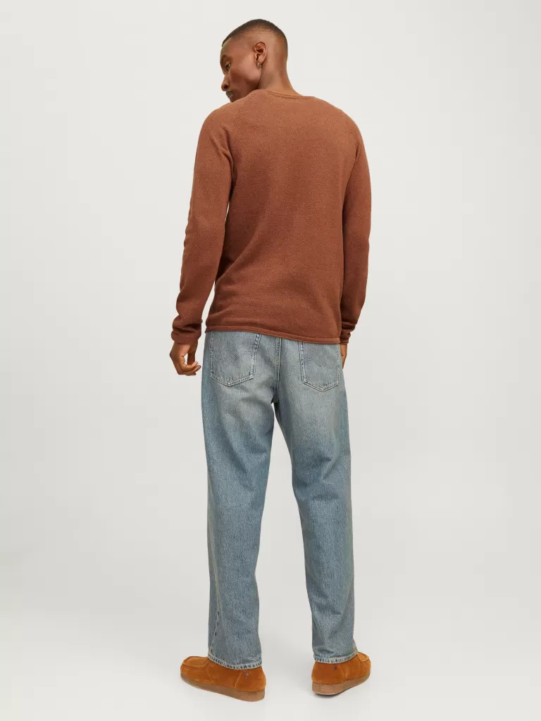 JACK & JONES Swetry^Gładki Sweter wkładany przez głowę Pomarańczowy