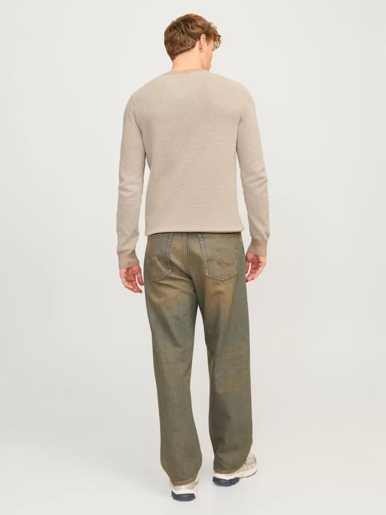 JACK & JONES Swetry^Gładki Sweter wkładany przez głowę Beżowy